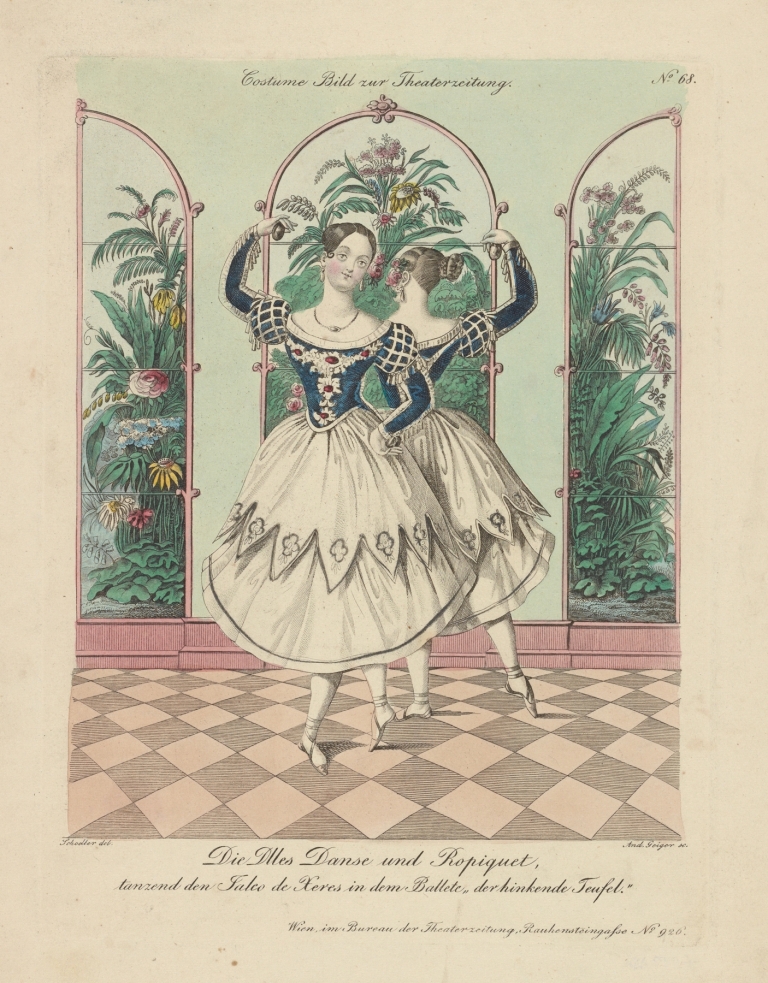 Die Dlles Danse und Ropiquet, tanzend den Jaleo de Xeres in dem Ballete ‘Der hinkende Teufel’ by Johann Christian Schoeller