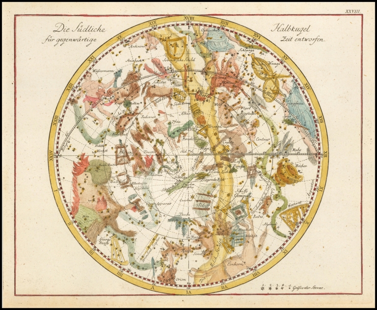 Die Südliche Halbkugel für gegenwärtige Zeit entworfen by Johann Elert Bode