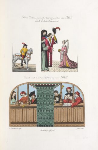 Divers costumes représentés dans une peinture d’un MS. intitulé echects amoureux; concerts vocal et instrumental tirés du même MS. by Nicolas Xavier Willemin