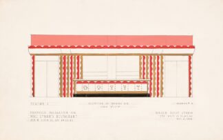 Drawings for proposed decorations of Mike Lyman’s Restaurant, 424 W. Sixth St. Los Angeles, CA.] [Scheme 1; elevation – K – showing bar by Winold Reiss