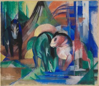 Drei Pferde am Waldwasser by Franz Marc