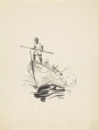 Drie mannen op een boot by F. Ockerse