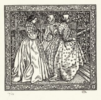 Drie vrouwen in een tuin by Lucien Pissarro