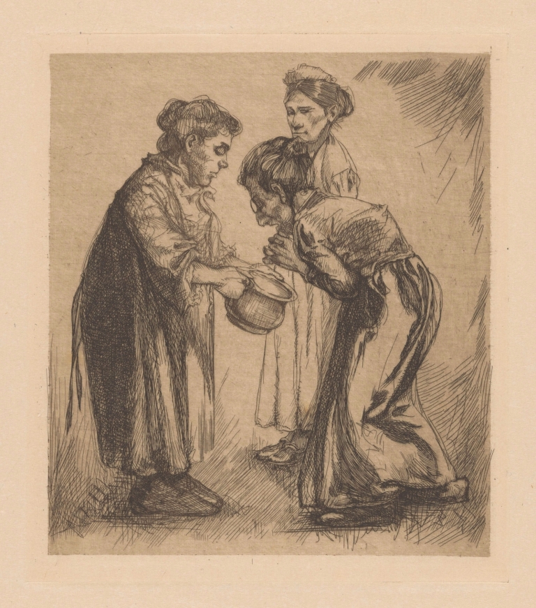 Drie vrouwen met pot by Johannes Josephus Aarts