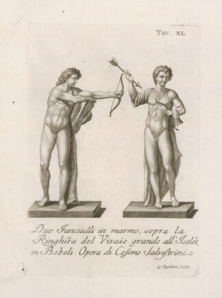 Due Fanciulli in marmo, sopra la Ringhira del Vivaio grande all’Isolotto in Boboli by Gaetano Vascellini