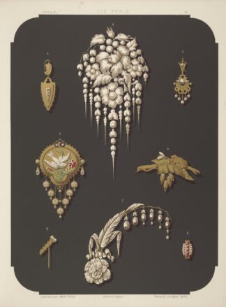Eight Designs For Jewelry, Including Large Pin With Pearls And Flowers. by Martin Gerlach