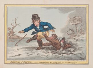 Elements of skateing. Making the most of a passing friend in a case of emergency!. by James Gillray