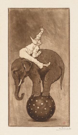 Elephant and Clown by Henri-Charles Guérard