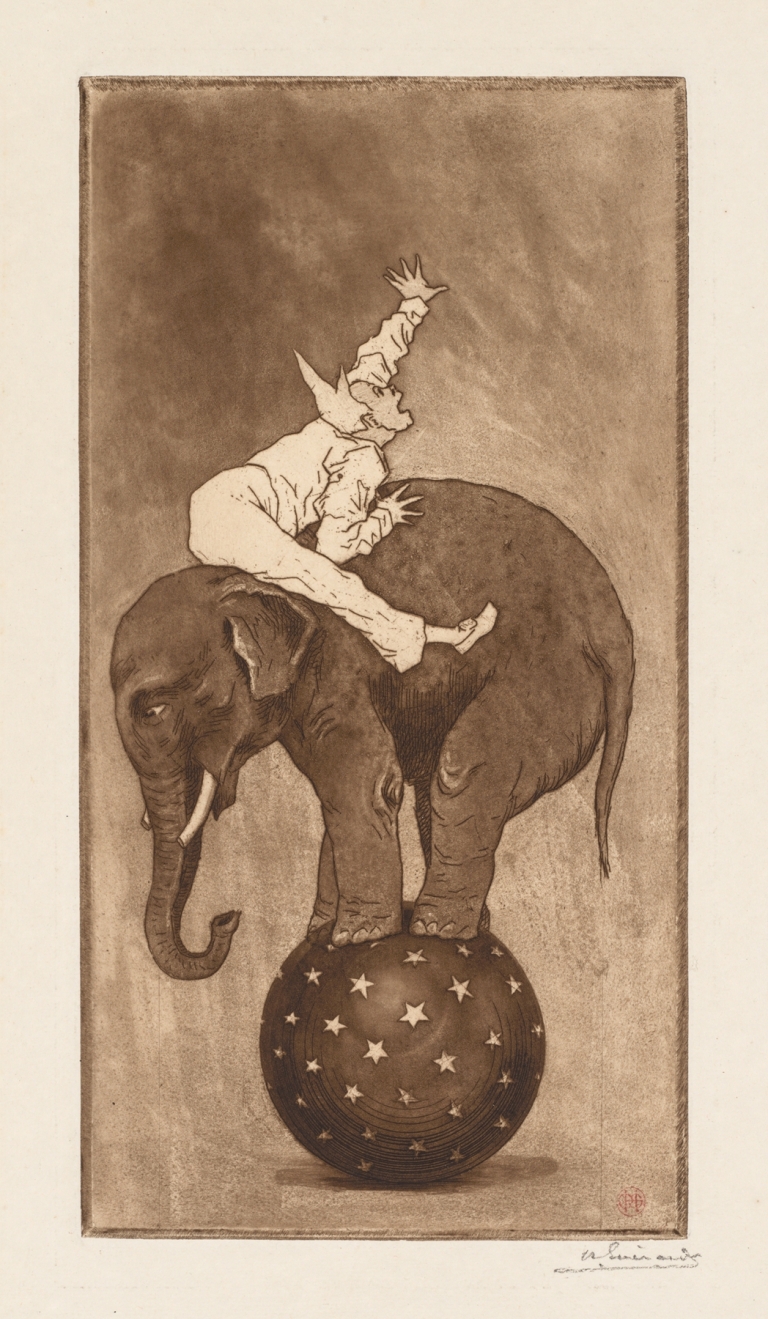 Elephant and Clown by Henri-Charles Guérard