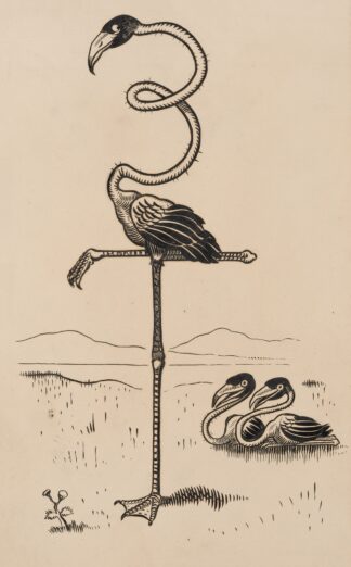 Eleven comic strip frames of flamingo shaping figures with its long neck Pl.5 by Franklin Morris Howarth