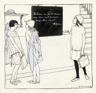 Elsje kijkend naar een schoolbord by Anny Leusink
