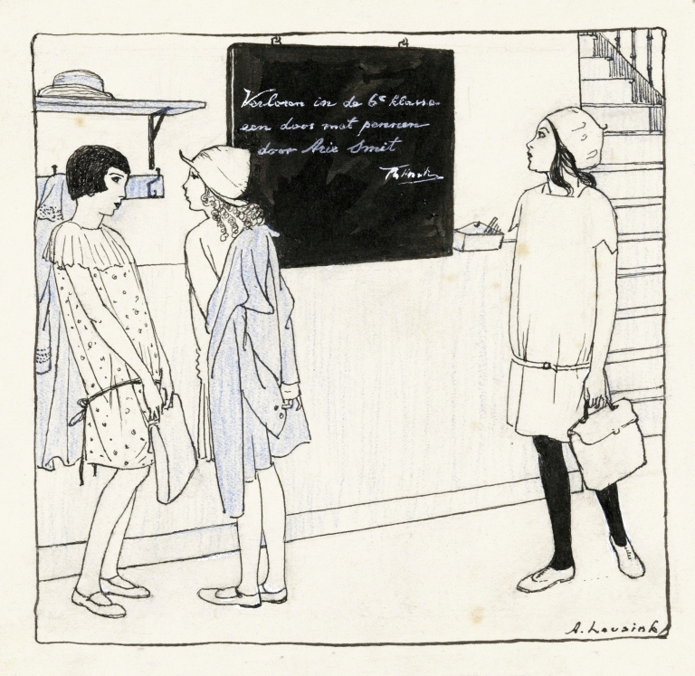 Elsje kijkend naar een schoolbord by Anny Leusink