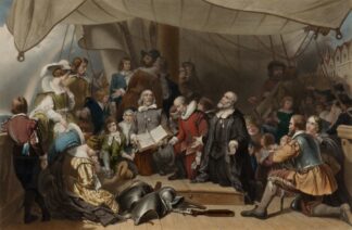 Embarkation of the Pilgrims by Samuel Bellin