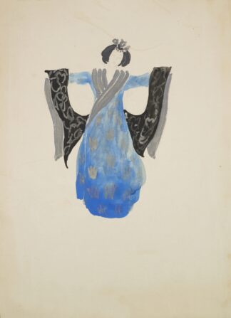 Emperor’s New Clothes: Blue dress with silver neckline and print by Andrei Hudiakoff