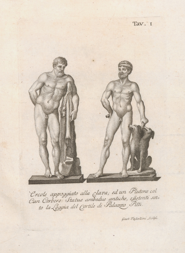 Ercole appoggiato alla clava; ed un Plutone col Can Cerbero by Gaetano Vascellini