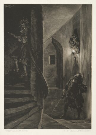 Essay on Stone with Brush and Scraper; Chase on the Winding Staircase by Adolph von Menzel