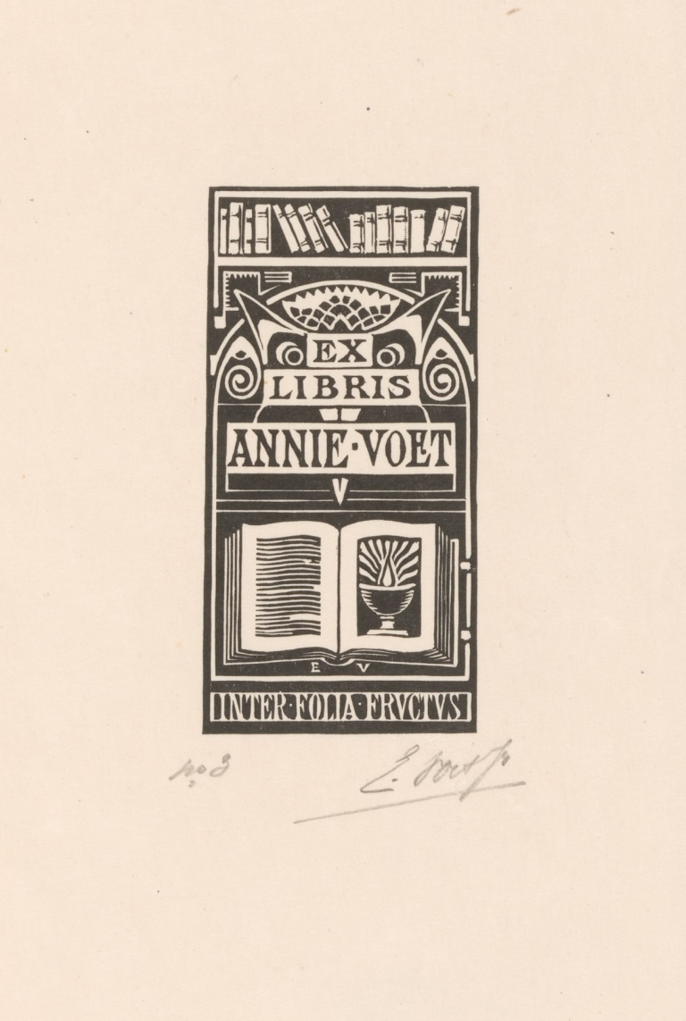 Ex libris van Annie Voet by Elias Voet jr.
