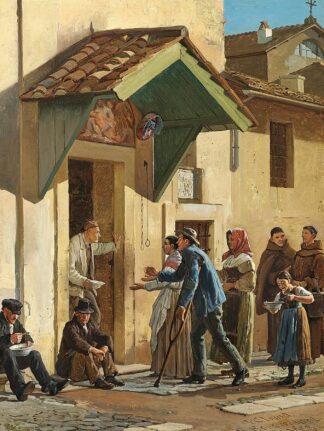 Fattige bespises ud for klosteret San Bonaventura på Palatinerhøjen by Frederik Christian Lund