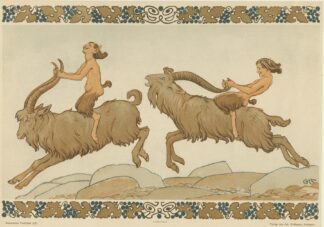 Fauns riding goats by Gerhard Heilmann