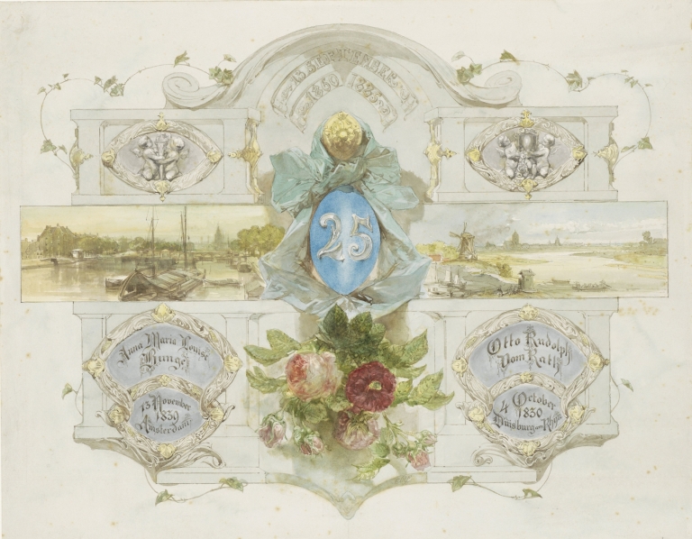 Felicitatie op de zilveren bruiloft van Otto Rudolph vom Rath en Anna Maria Louise Bunge, 1885 by Charles Rochussen