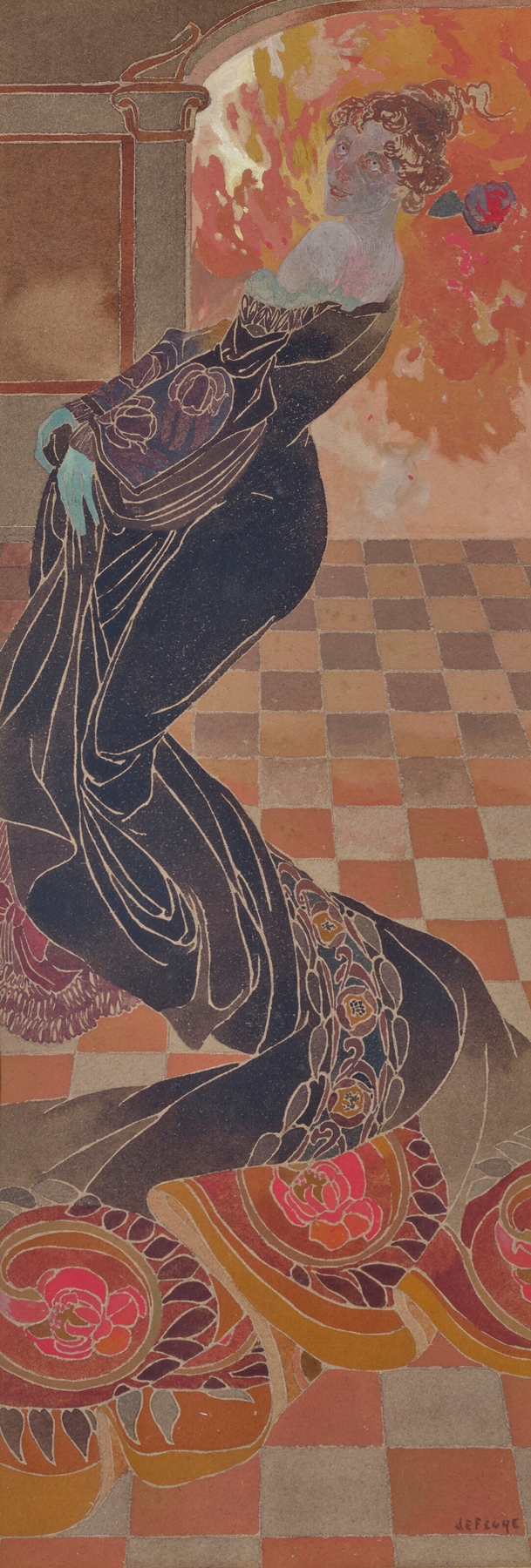 Femme à la robe noire devant un feu, dite; ‘La Folle’ by Georges de Feure
