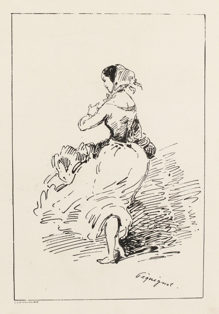 Femme au fichu, vue de dos by Auguste Péquégnot