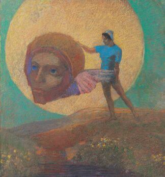 Figure portant une tête ailée by Odilon Redon