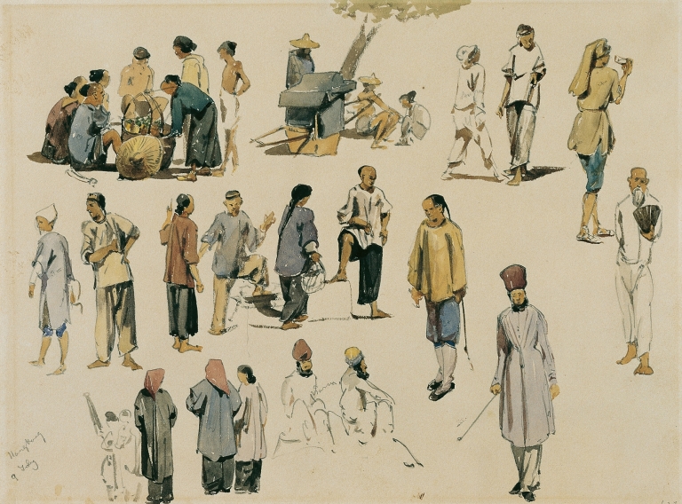 Figurenstudien von Chinesen by Joseph Selleny