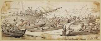 First of August, rowing for coat and breeches by Thomas Rowlandson