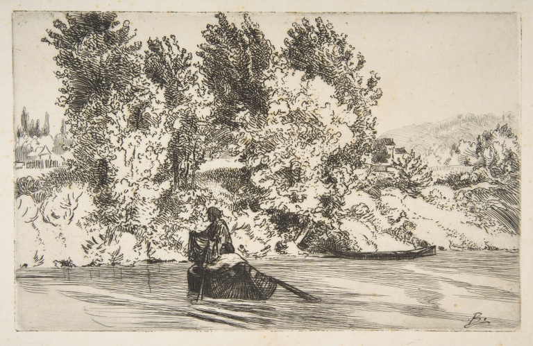 Fisherman with a net by Félix Bracquemond