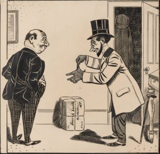 Five comic strip frames of man with string tied around his finger Pl.4 by Franklin Morris Howarth