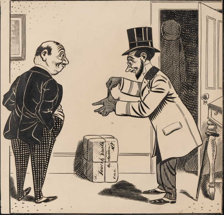 Five comic strip frames of man with string tied around his finger Pl.4 by Franklin Morris Howarth
