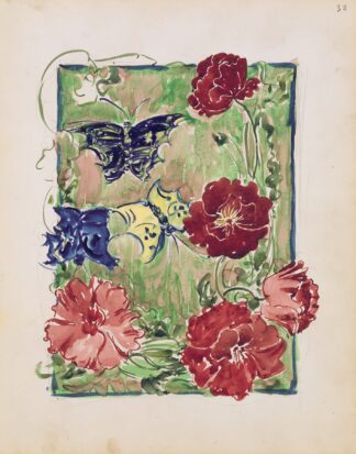 Flowers and butterflies by Maurice Prendergast