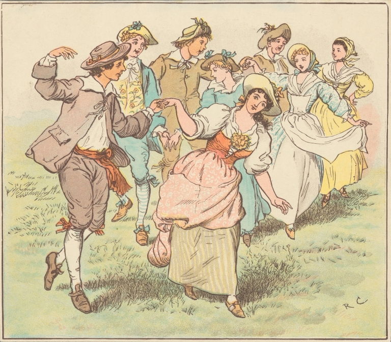 Four dancing couples in rustic costume by Anonymous