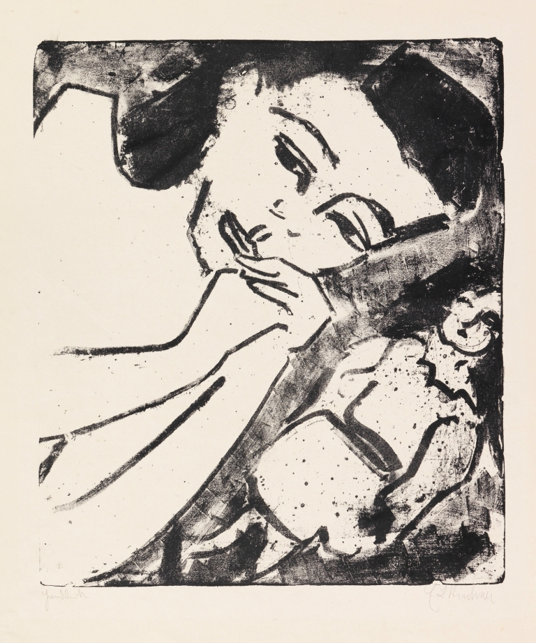 Fränzikopf mit Puppe by Ernst Ludwig Kirchner