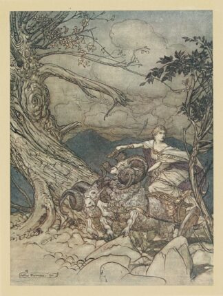 Fricka approaches in anger by Arthur Rackham