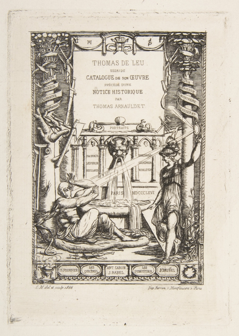 Frontispiece for the Catalogue of the work of Thomas De Leu by Charles Meryon