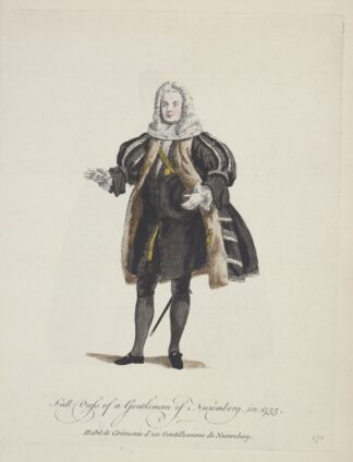 Full dress of a gentleman of Nuremberg in 1755. Habit de cérémonie d’un gentilhomme de Nuremberg. by Charles Grignion