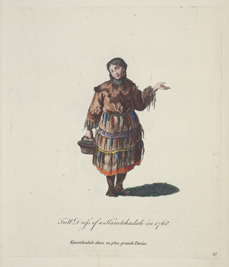 Full dress of a Kamtchadale in 1768. Kamtchadale dans sa plus grande Parûre. by Charles Grignion