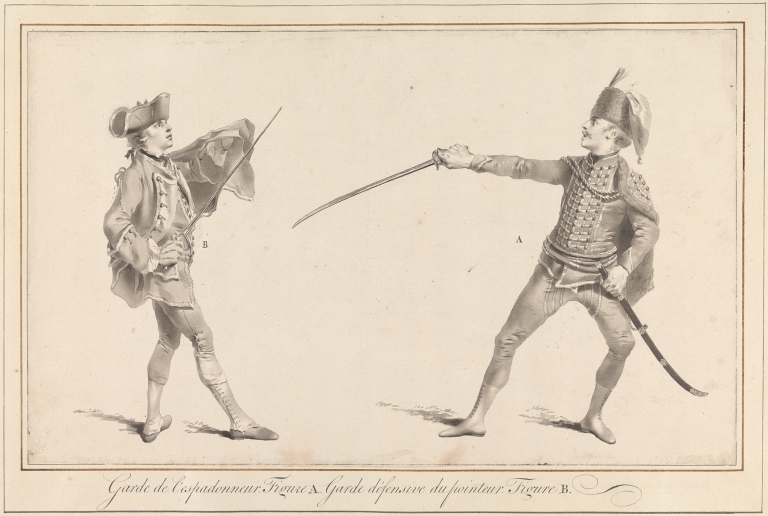 Garde de l’Espadonneur. Figure A. Garde Dêfensive du Pointeur. Figure B. by James Gwin