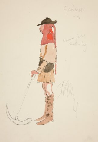 Gardener, costume sketch for Henry Irving’s Planned Production of King Richard II by Edwin Austin Abbey