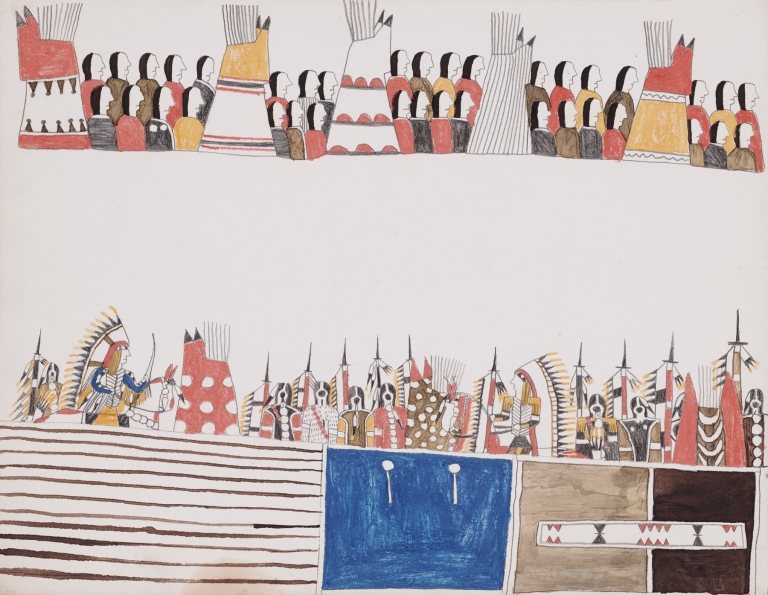 Gathering of Indians by Howling Wolf