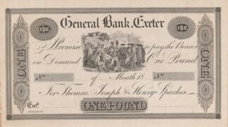 General Bank Exeter one pound note by Perkins & Heath