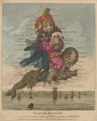 Geography bewitched! Or, a droll caricature map of England and Wales. by Robert Dighton