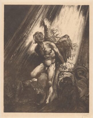 Gevallen engel leunend tegen een rots by Johannes Josephus Aarts