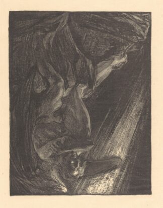 Gevallen engel zittend op een rots. by Johannes Josephus Aarts