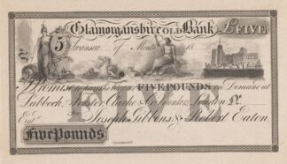 Glamorganshire Old Bank five pound note by Perkins & Heath
