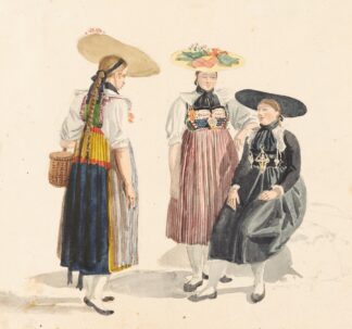 Groupe de trois paysannes du Canton de Zoug by Gabriel Lory the Younger