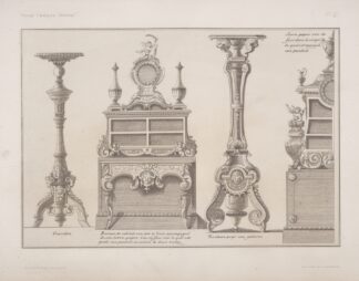 Gueridon; bureau de cabinet […]; torchere pour une galerie; serre papier veu de face […] by André-Charles Boulle