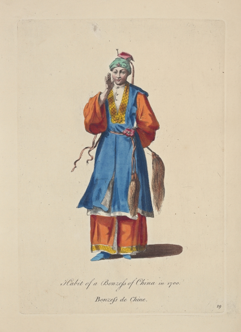 Habit of a bonzess of China in 1700. Bonzess de Chine. by Charles Grignion
